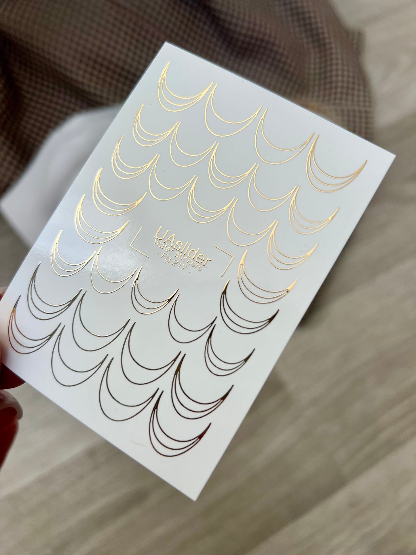 Adesivo per Unghie Fg-217 | Adesivi per Unghie a Scivolamento d'Acqua | Accenti a Linea Francese in Foglia d'Oro