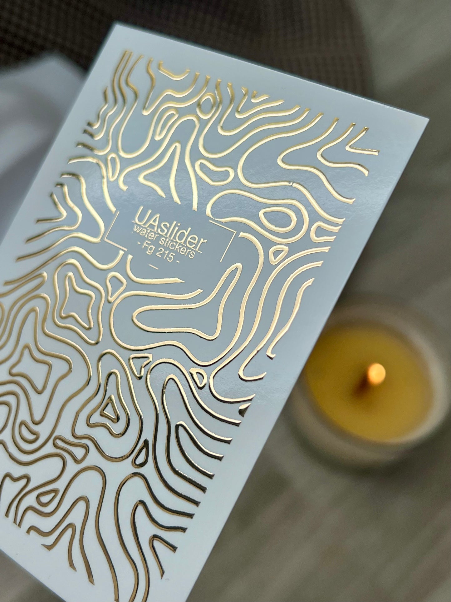 Nail Water Decal Fg-215 | Water Slide Nail Decals | Gold Foil Abstract Waves