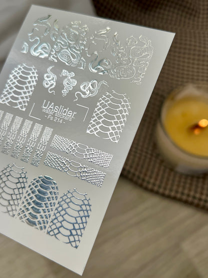 Nail Water Decal Fs-214 | Water Slide Nail Decals Snake Skin | Snake Pattern and Full Cover Design