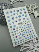 Snowflake Nail Decals — Watercolor Blue & Purple Mix | NC-160