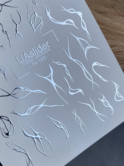 Naklejka na paznokcie Fs-183 | Naklejki na paznokcie do zanurzania w wodzie Abstrakcyjne | Minimalistyczne kształty linii