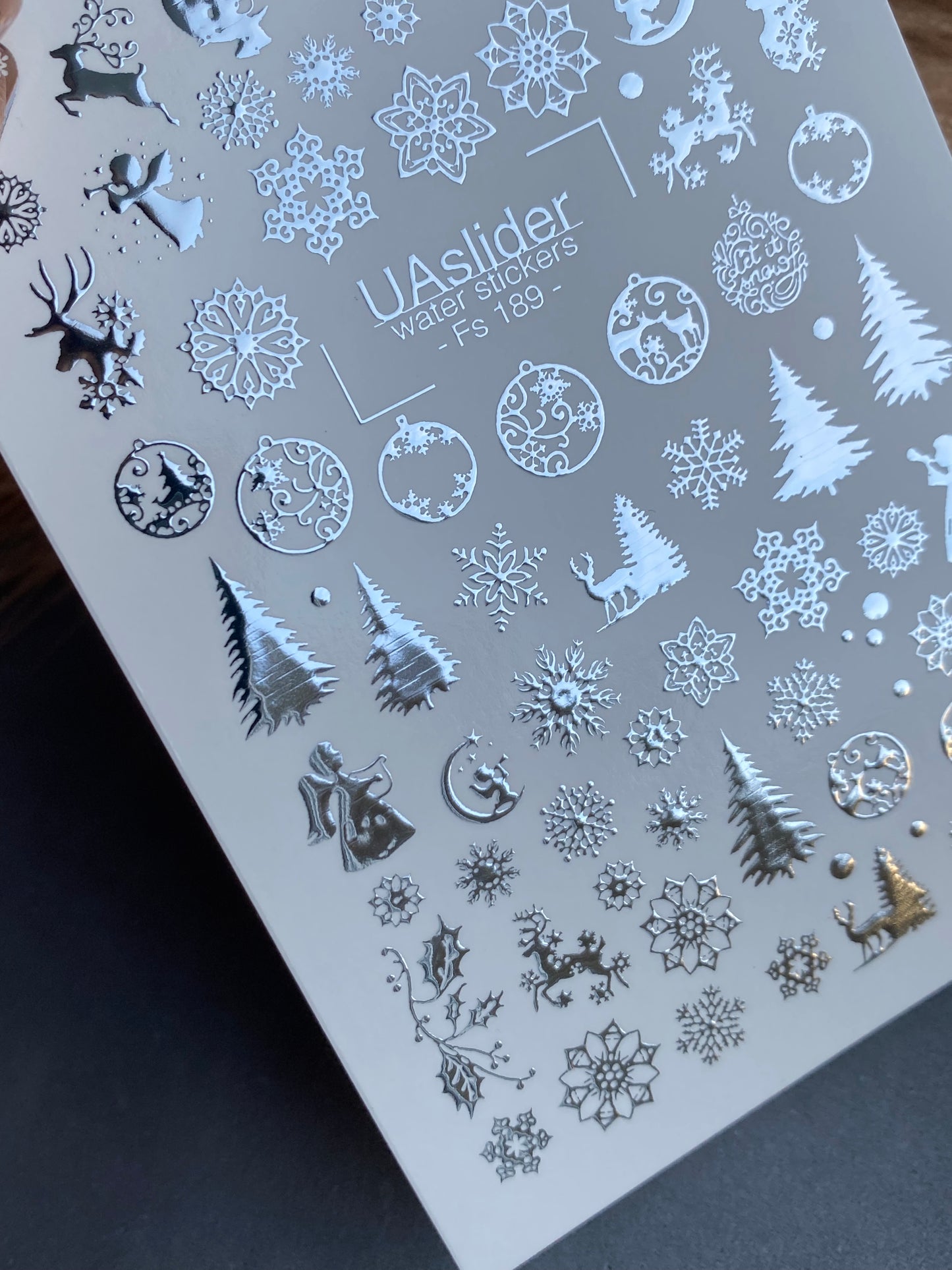 Nail Water Decal Fs-189 | Water Slide Nail Decals Christmas | Snowflakes and Reindeer