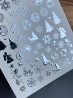 Nail Water Decal Fs-189 | Water Slide Nail Decals Christmas | Snowflakes and Reindeer - UASLIDER