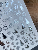 Nail Water Decal Fs-189 | Water Slide Nail Decals Christmas | Snowflakes and Reindeer - UASLIDER