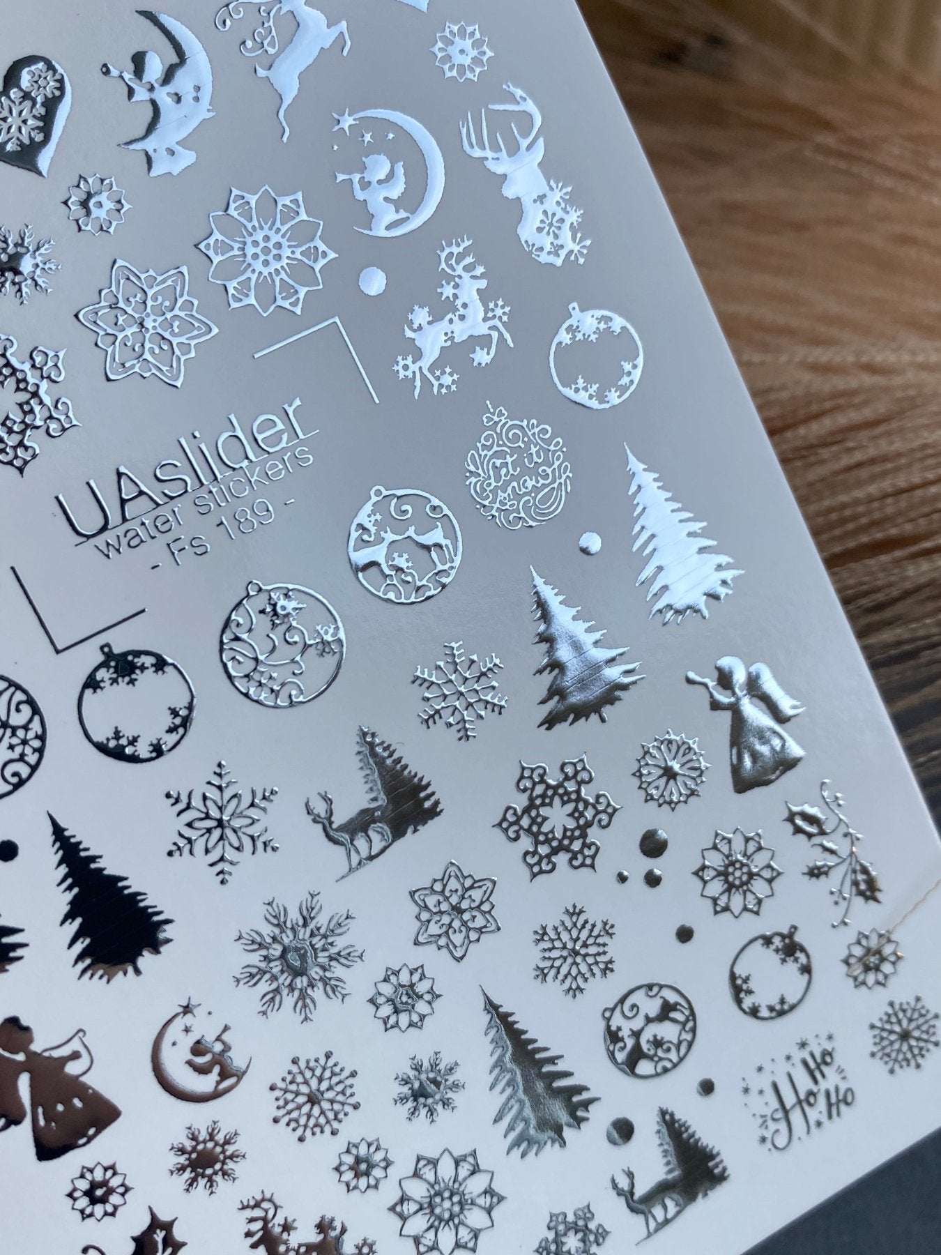 Nail Water Decal Fs-189 | Water Slide Nail Decals Christmas | Snowflakes and Reindeer - UASLIDER
