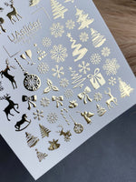 Nail Water Decal Fg-071 | Gold Foil Water Slide Nail Decals | Christmas Trees & Snowflakes - UASLIDER