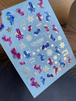 Nail Water Decal CF-045 | Winter Nail Water Decals | Abstract Splashes, Snowflakes, Gold Foil - UASLIDER