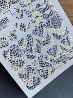Nail Water Decal CF-323 | Snake Skin Nail Water Decals | Black & Gold Snake Print Nail Stickers - UASLIDER