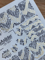 Nail Water Decal CF-323 | Snake Skin Nail Water Decals | Black & Gold Snake Print Nail Stickers - UASLIDER