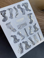 Nail Water Decal CF-321 | Abstract Line Art Nail Water Decals | Black & Gold Minimalist Nail Stickers - UASLIDER