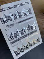 Nail Water Decal CF-324 | Snake Skin Nail Water Decals | Black & Silver Snake Print Nail Stickers - UASLIDER
