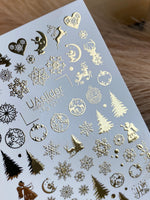 Nail Water Decal Fg-121 | Water Slide Nail Decals with Gold Snowflakes & Christmas Trees | Festive Holiday - UASLIDER