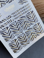 Nail Water Decal CF-316 | Zebra Print Nail Water Decals | Black & Gold Animal Print Stickers - UASLIDER