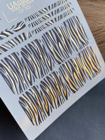 Nail Water Decal CF-322 | Zebra Print Nail Water Decals | Black & Gold Animal Print Nail Stickers - UASLIDER