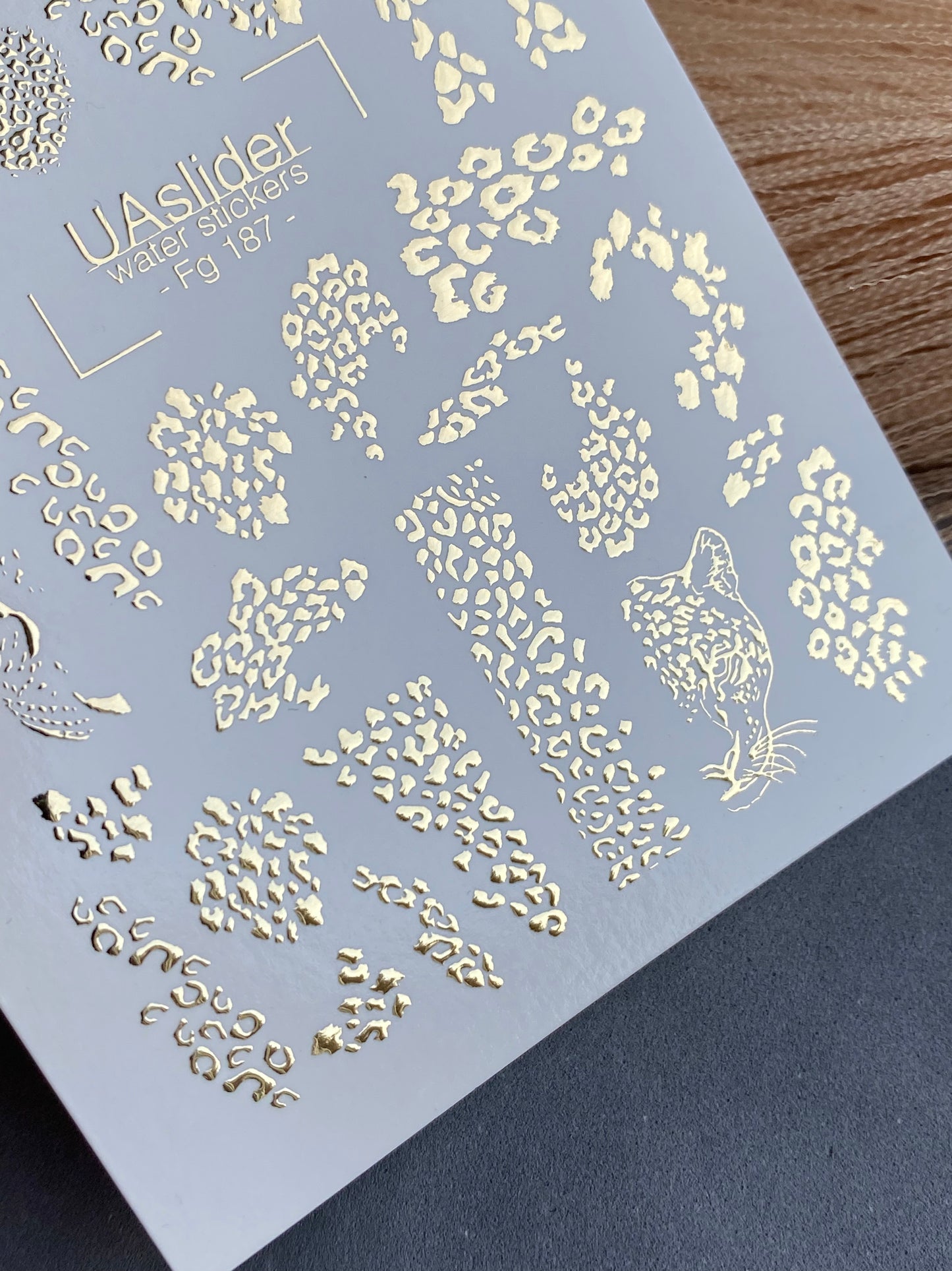 Nail Water Decal Fg-187 | Gold Foil Water Slide Nail Decals | Leopard Print & Wild Animal Designs