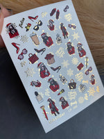 Nail Water Decal CF-065 | Christmas Fashion Nail Water Decals | Retro Girl, Santa Outfit, Beauty Accessories and Gifts - UASLIDER