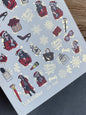 Nail Water Decal CF-065 | Christmas Fashion Nail Water Decals | Retro Girl, Santa Outfit, Beauty Accessories and Gifts