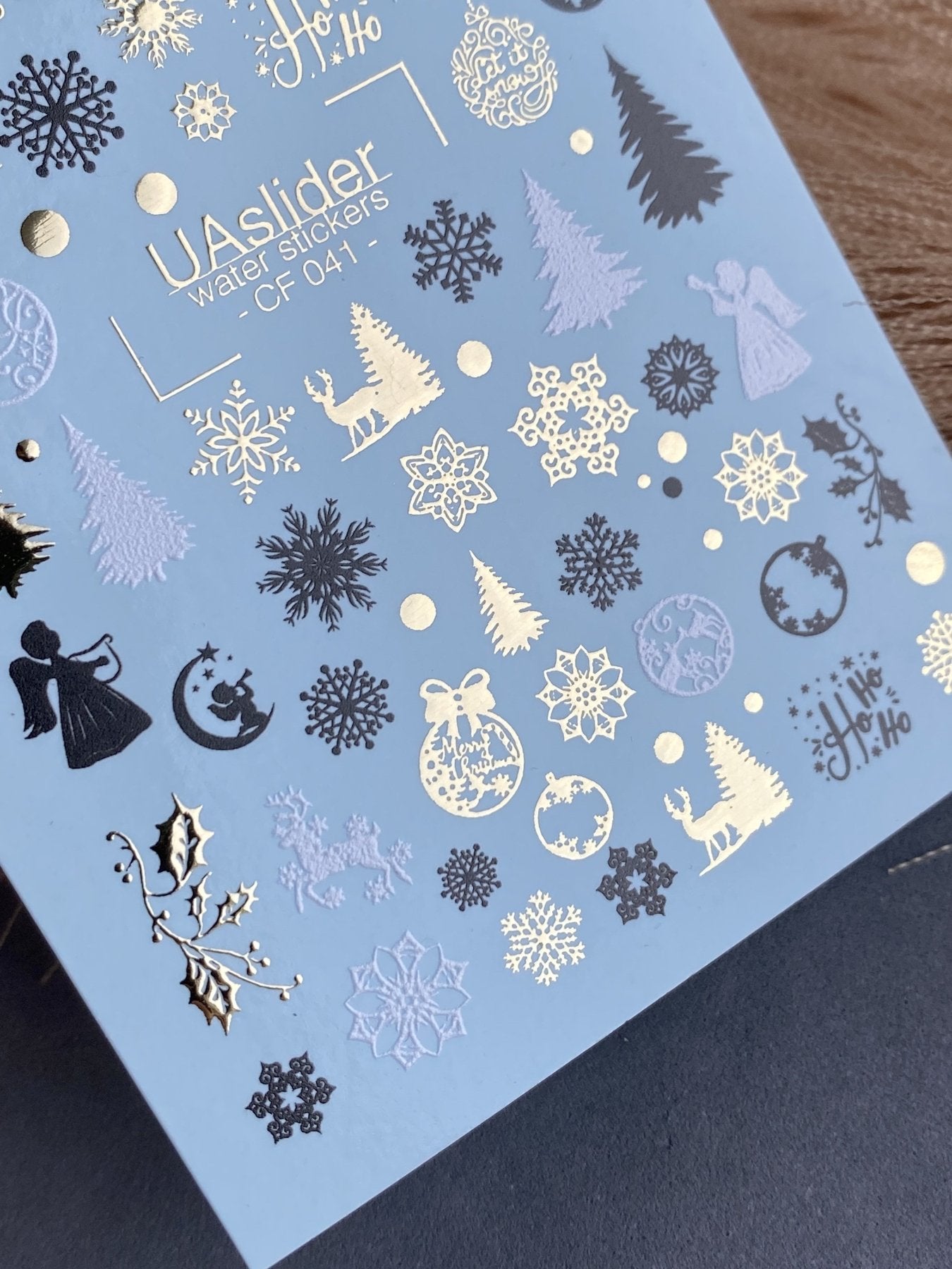 Nail Water Decal CF-041 | Christmas Nail Water Decals | Angels, Reindeer, Snowflakes, Trees - UASLIDER