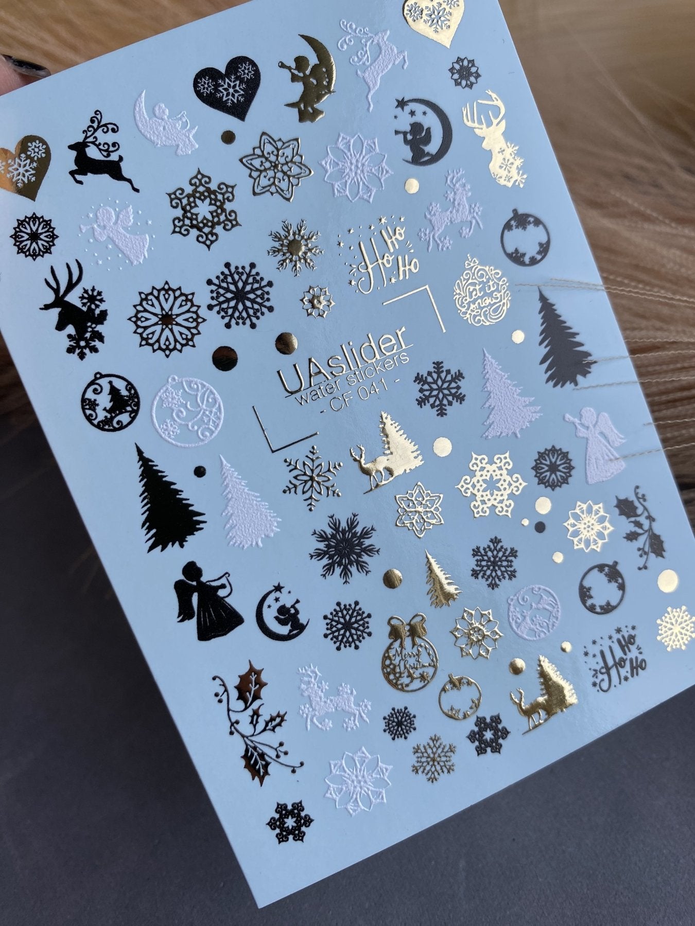 Nail Water Decal CF-041 | Christmas Nail Water Decals | Angels, Reindeer, Snowflakes, Trees - UASLIDER