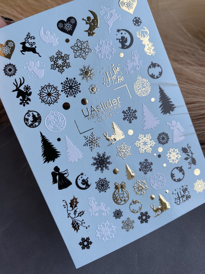 Nail Water Decal CF-041 | Christmas Nail Water Decals | Angels, Reindeer, Snowflakes, Trees