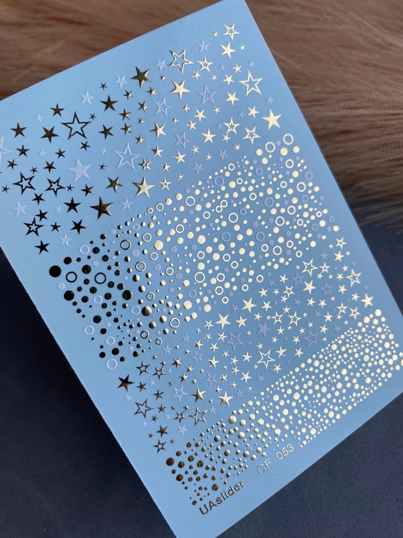 Nail Water Decal CF-053 | Star and Dot Nail Water Decals | Black, Gold & Silver Patterns - UASLIDER