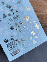 Nail Water Decal CF-049 | Christmas Nail Water Decals | Snowflakes, Reindeer & Festive Ornaments - UASLIDER