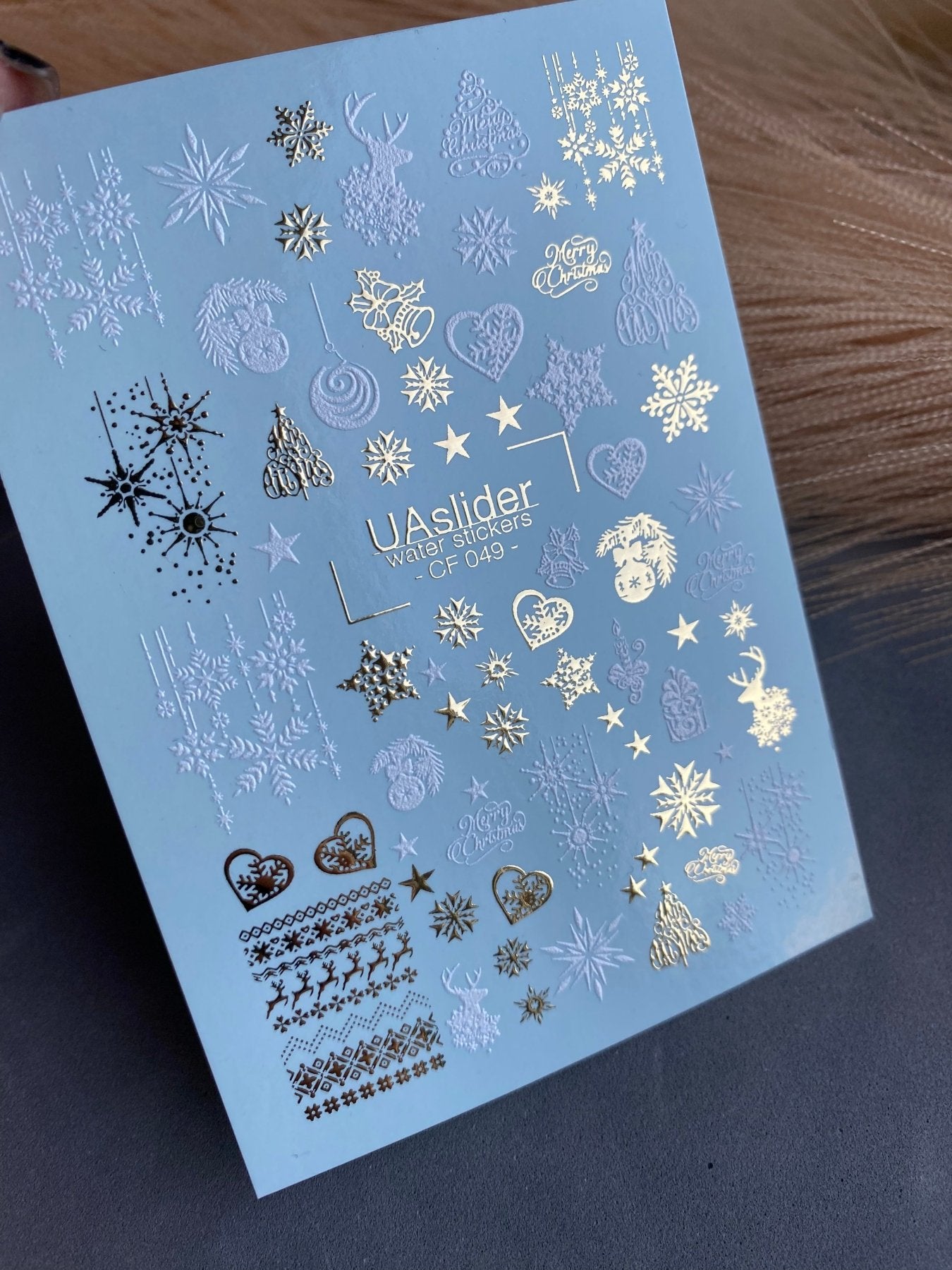Nail Water Decal CF-049 | Christmas Nail Water Decals | Snowflakes, Reindeer & Festive Ornaments - UASLIDER