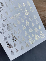 Nail Water Decal Fg-122 | Water Slide Nail Decals with Gold Christmas Trees | Festive Winter - UASLIDER
