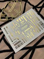 Nail Water Decal Fg-148 | Water Slide Nail Decals with Gold Zippers and Barcode | Fashion Style Nail Art - UASLIDER