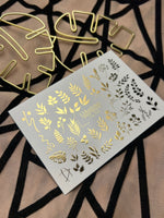 Nail Water Decal Fg-158 | Gold Foil Water Slide Nail Decals | Botanical & Leafy Designs - UASLIDER