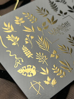 Nail Water Decal Fg-158 | Gold Foil Water Slide Nail Decals | Botanical & Leafy Designs - UASLIDER