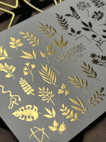 Nail Water Decal Fg-158 | Gold Foil Water Slide Nail Decals | Botanical & Leafy Designs - UASLIDER