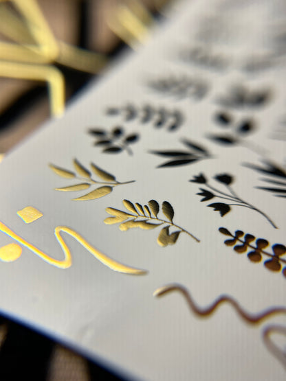 Nail Water Decal Fg-158 | Gold Foil Water Slide Nail Decals | Botanical & Leafy Designs
