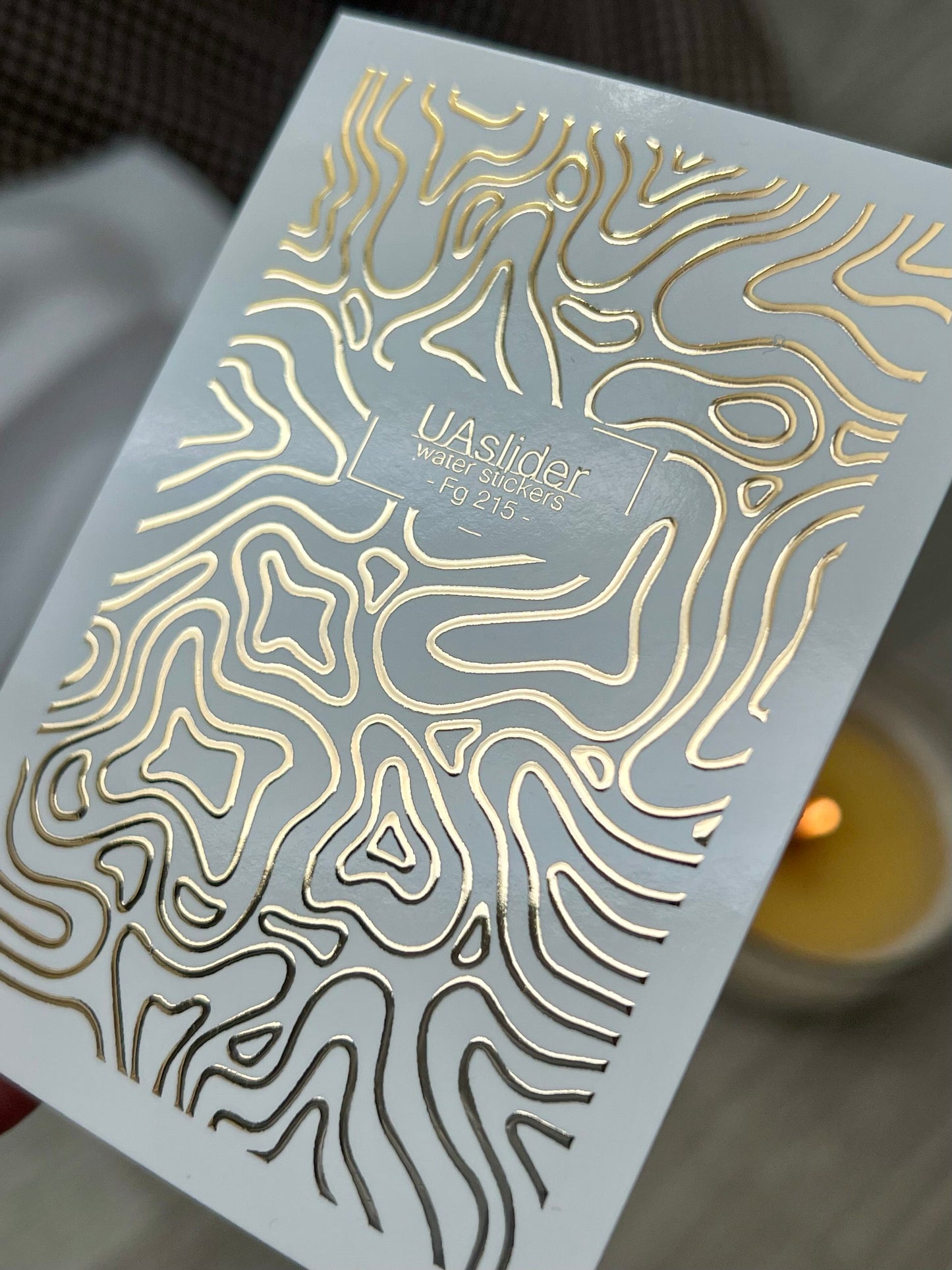 Nail Water Decal Fg-215 | Water Slide Nail Decals | Gold Foil Abstract Waves