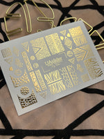 Nail Water Decal Fg-154 | Gold Foil Water Slide Nail Decals | Animal Print & Geometric Patterns - UASLIDER