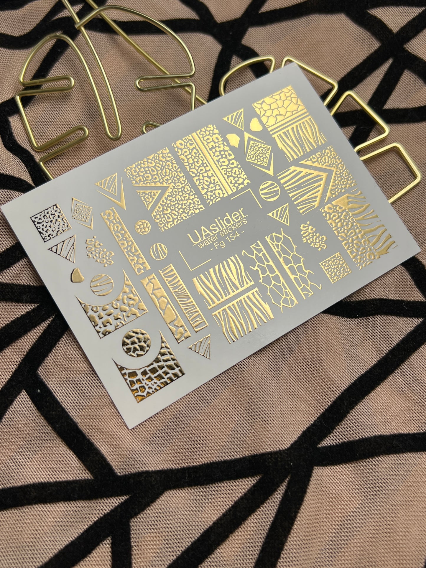 Naklejki na paznokcie wodne Fg-154 | Złote folie do naklejek wodnych na paznokcie | Wzory zwierzęce i geometryczne