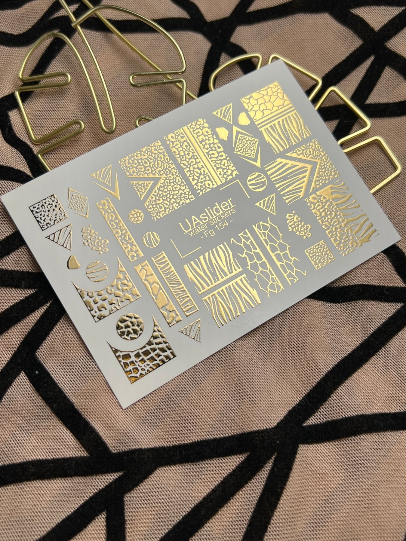 Nail Water Decal Fg-154 | Gold Foil Water Slide Nail Decals | Animal Print & Geometric Patterns - UASLIDER