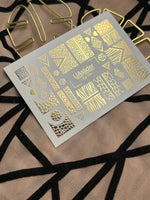 Nail Water Decal Fg-154 | Gold Foil Water Slide Nail Decals | Animal Print & Geometric Patterns - UASLIDER