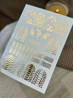 Nail Water Decal Fg-213 | Water Slide Nail Decals | Gold Foil Snakes & Reptile Textures - UASLIDER