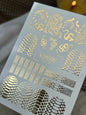 Nail Water Decal Fg-213 | Water Slide Nail Decals | Gold Foil Snakes & Reptile Textures