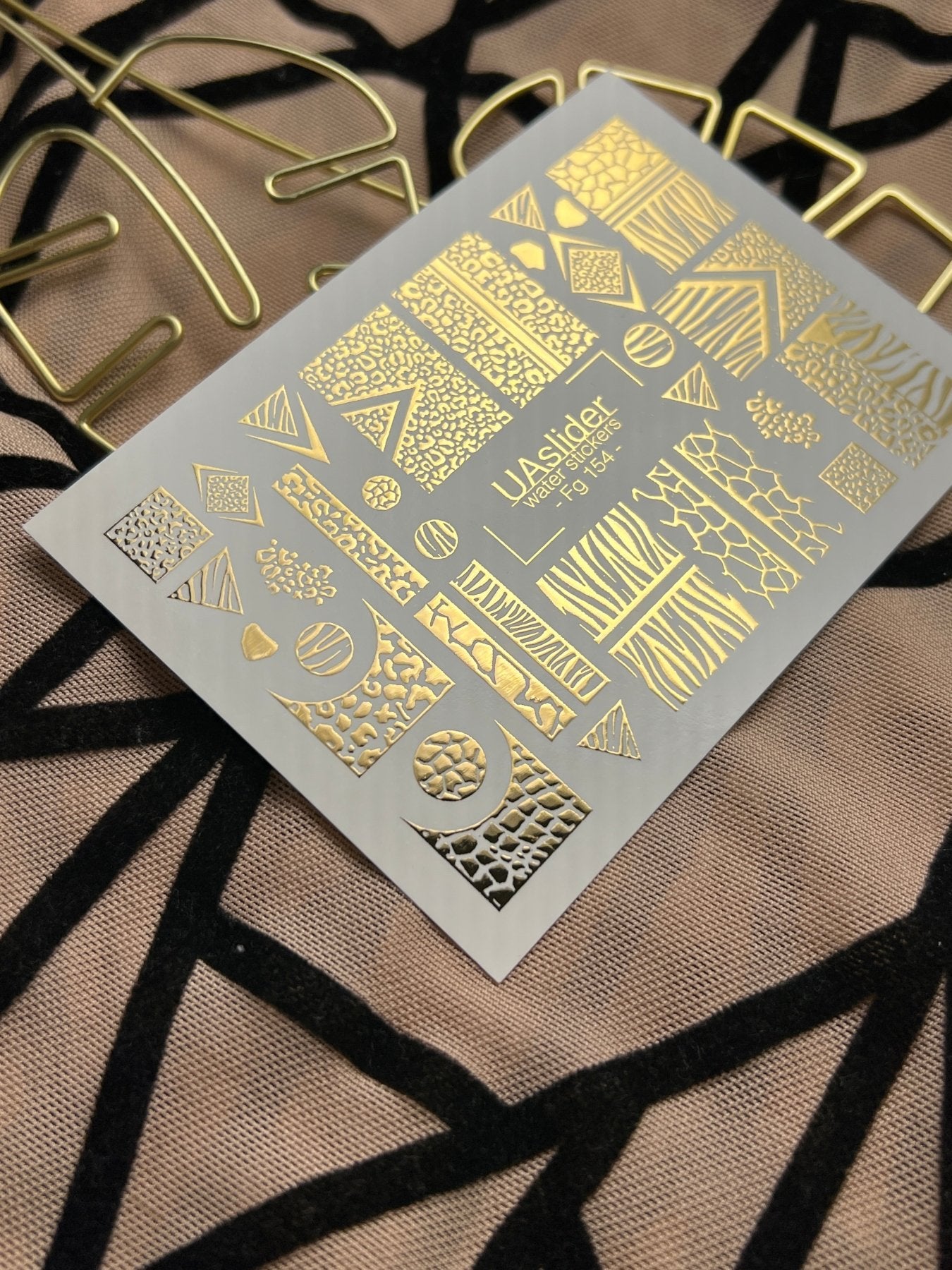 Nail Water Decal Fg-154 | Gold Foil Water Slide Nail Decals | Animal Print & Geometric Patterns - UASLIDER