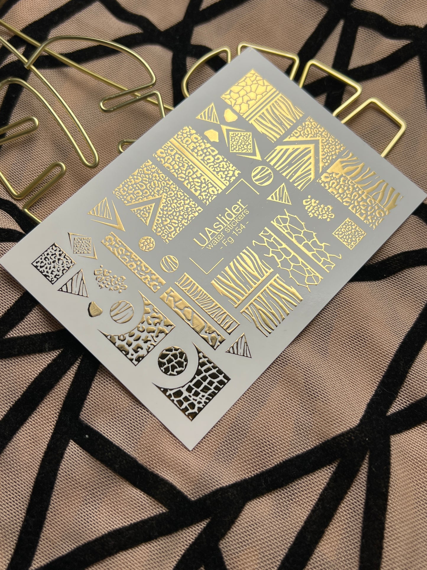 Naklejki na paznokcie wodne Fg-154 | Złote folie do naklejek wodnych na paznokcie | Wzory zwierzęce i geometryczne