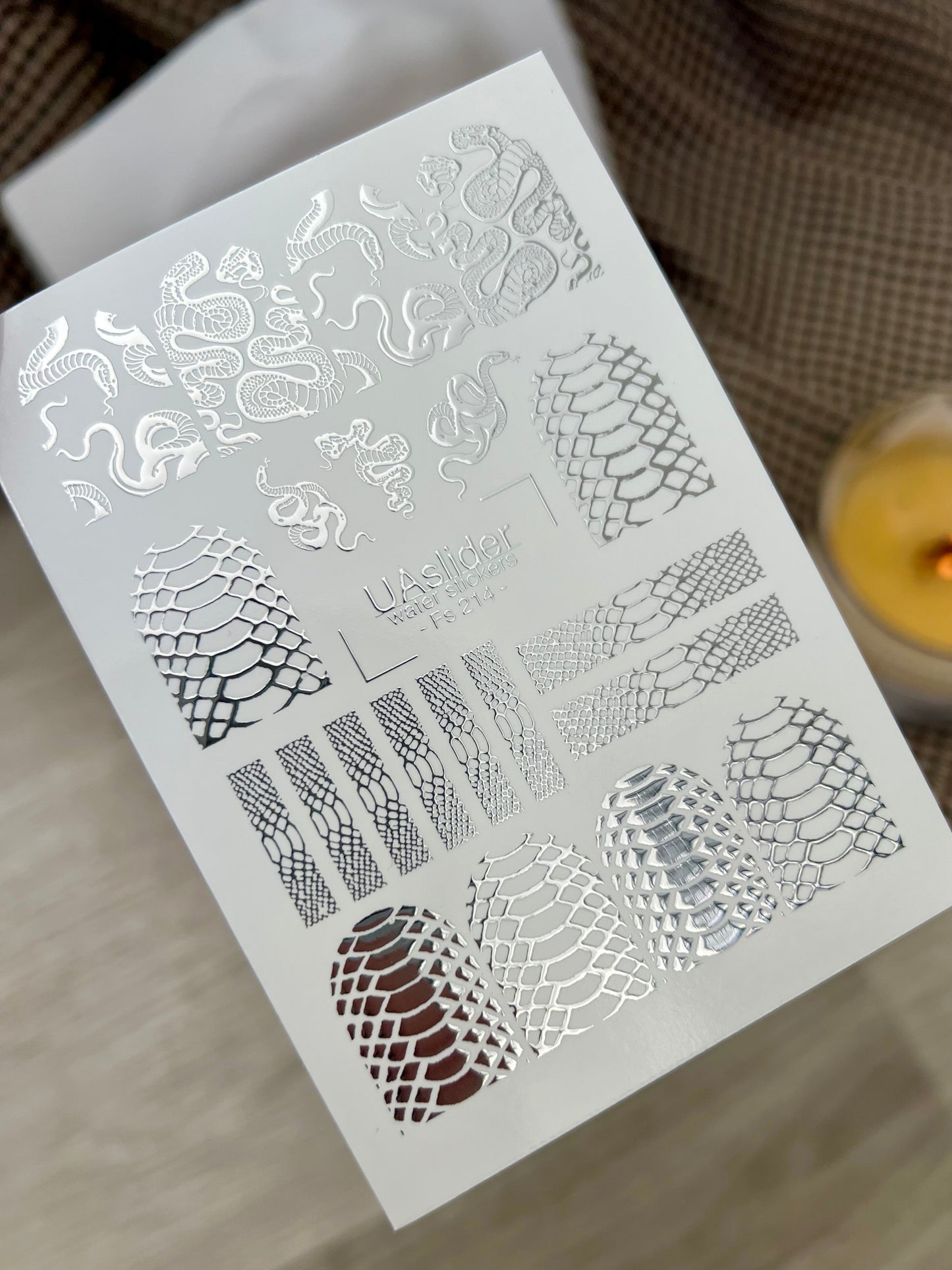 Nail Water Decal Fs-214 | Water Slide Nail Decals Snake Skin | Snake Pattern and Full Cover Design