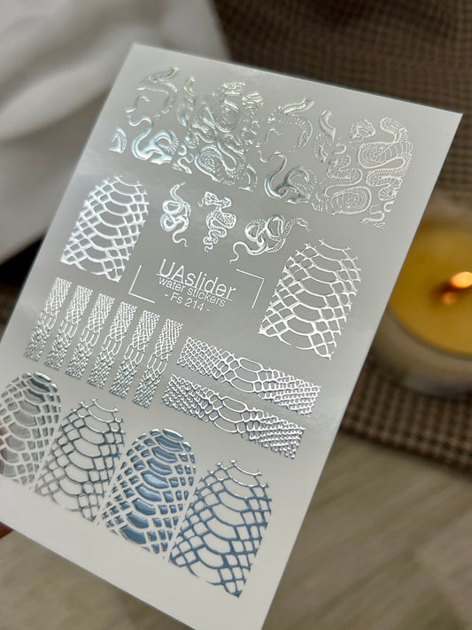 Nail Water Decal Fs-214 | Water Slide Nail Decals Snake Skin | Snake Pattern and Full Cover Design