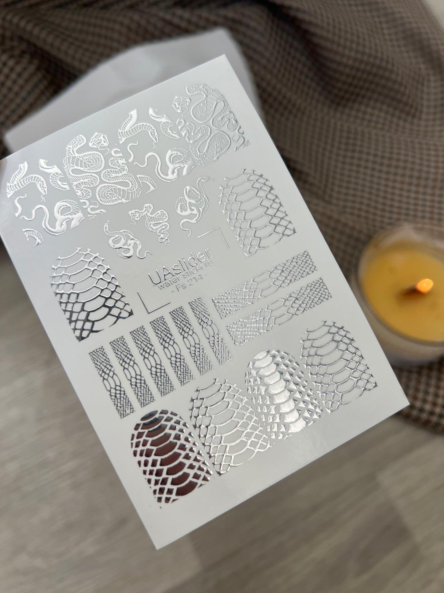 Nail Water Decal Fs-214 | Water Slide Nail Decals Snake Skin | Snake Pattern and Full Cover Design