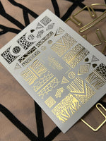 Nail Water Decal Fg-154 | Gold Foil Water Slide Nail Decals | Animal Print & Geometric Patterns - UASLIDER