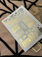 Nail Water Decal Fg-154 | Gold Foil Water Slide Nail Decals | Animal Print & Geometric Patterns - UASLIDER
