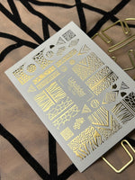 Nail Water Decal Fg-154 | Gold Foil Water Slide Nail Decals | Animal Print & Geometric Patterns - UASLIDER