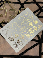 Nail Water Decal Fg-015 | Botanical Water Slide Nail Decals with Gold Foil | Elegant Leaf Designs - UASLIDER