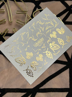 Nail Water Decal Fg-015 | Botanical Water Slide Nail Decals with Gold Foil | Elegant Leaf Designs - UASLIDER